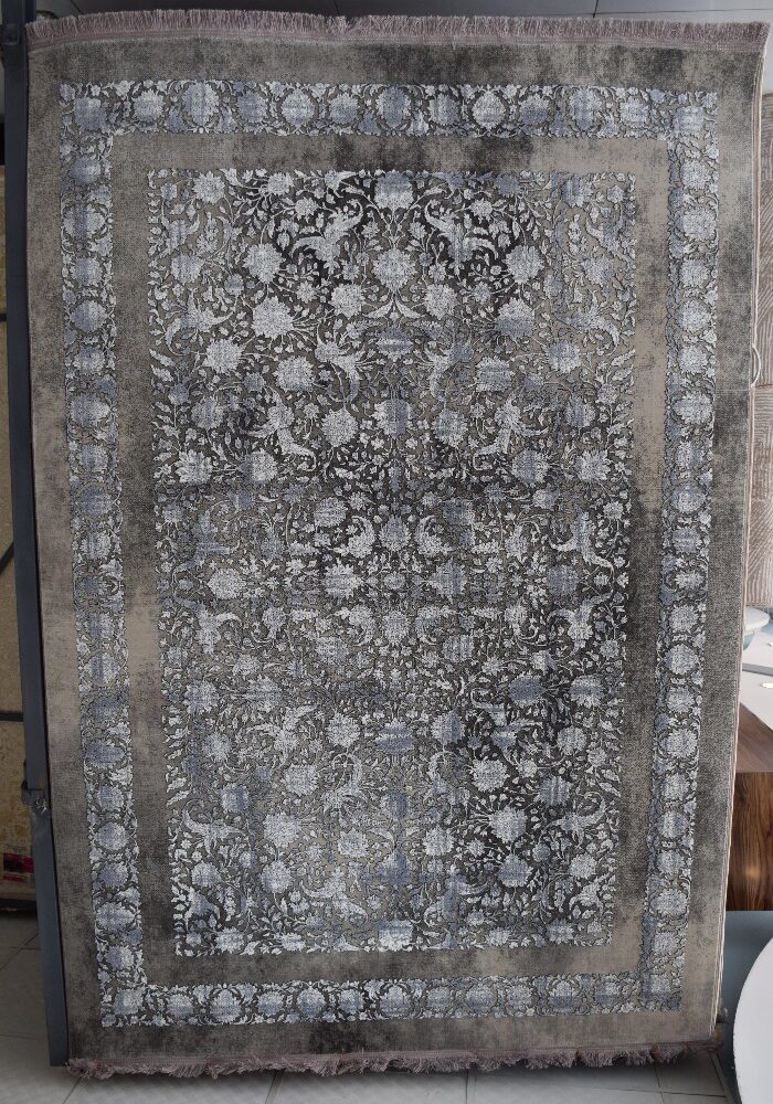 فرش طرح 70021 نقره ای طوسی کد 35075
