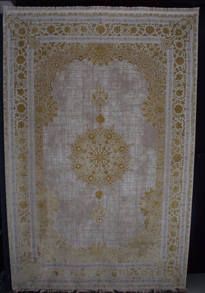 فرش طرح 71005 نسکافه ای طلایی کد 42480