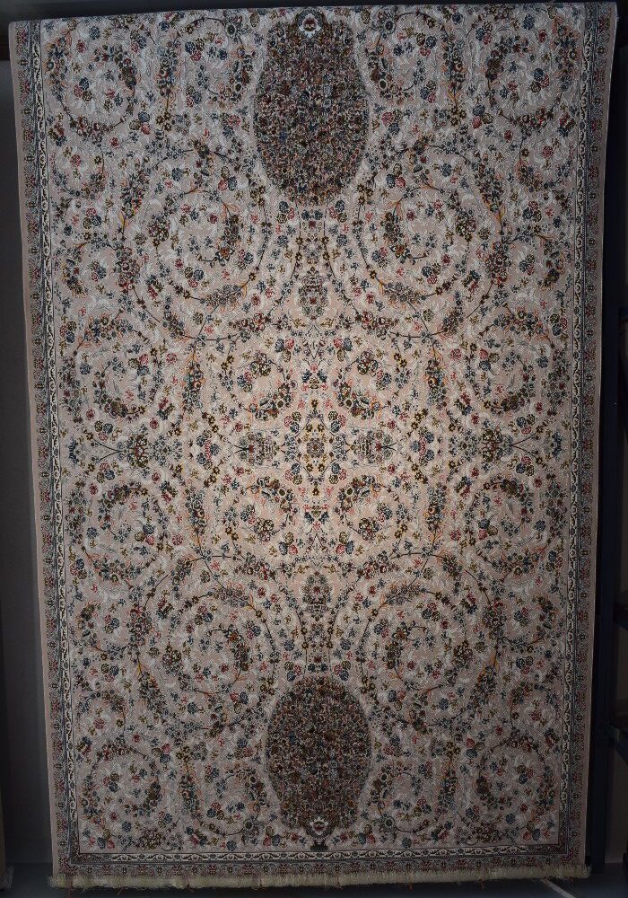 فرش طرح گلدانی بژ کد 42342