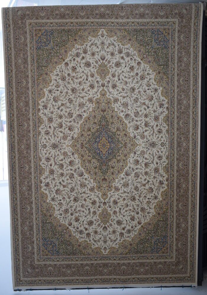 فرش طرح کاشان کرم سفید کد 45413