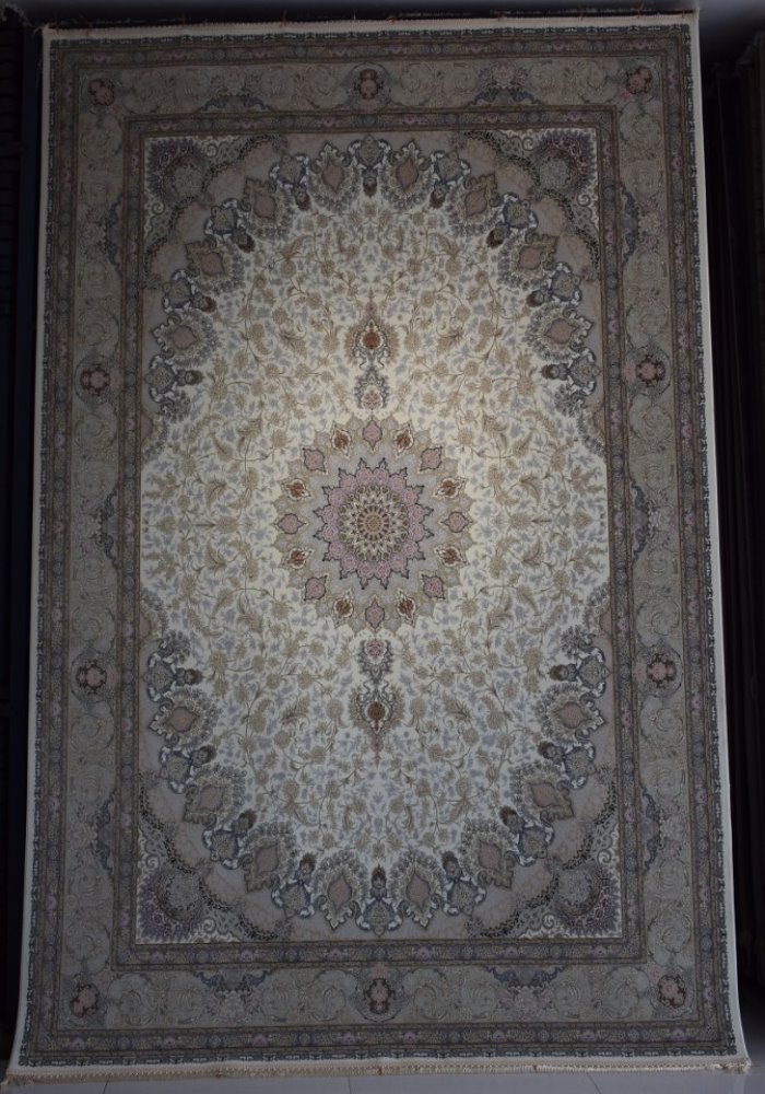 فرش طرح ترنج کرم کد 46670